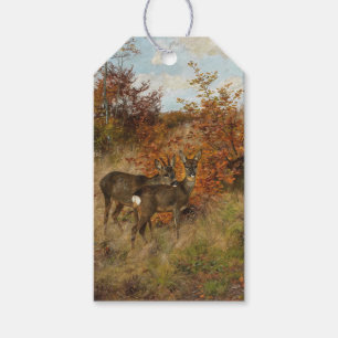 Ree met herfstbladeren Vintage-wildlife Cadeaulabel