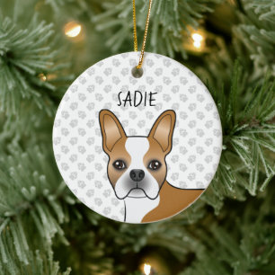 Reebruine Boston Terrier Cartoon Hond & Aangepaste Keramisch Ornament