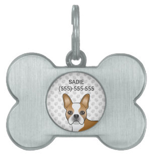 Reebruine Boston Terrier Cartoon Hondenkop & Poota Huisdieren Naamplaatje