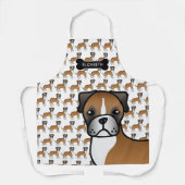 Reebruine Boxer Schattige Cartoon Hond & Naam Schort (Voorkant)