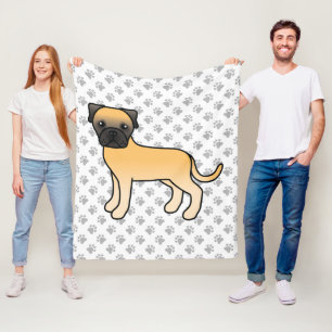 Reebruine Bullmastiff Cute Cartoon Hond & Pootjes Fleece Deken