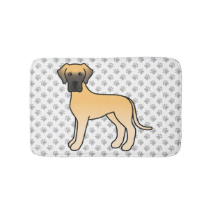 Reebruine Dog Cute Cartoon Hond & Pootafdrukken Badmat