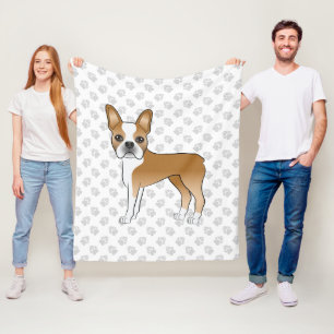 Reebruine En Witte Boston Terrier Cartoon Hond & P Fleece Deken
