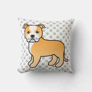 Reebruine en witte Staffie Mopshond & Pootjes Kussen