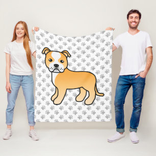 Reebruine En Witte Staffie Schattige Cartoon Hond Fleece Deken