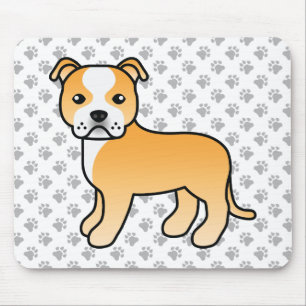 Reebruine En Witte Staffie Schattige Cartoon Hond Muismat