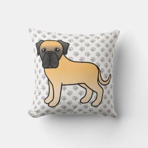 Reebruine Engelse Mastiff Cute Cartoon Hond & Poot Kussen