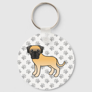 Reebruine Engelse Mastiff Schattige Cartoon Hond Sleutelhanger