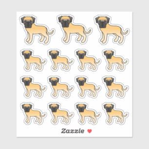 Reebruine Engelse Mastiff Schattige Cartoon Honden Sticker