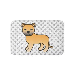 Reebruine Engelse Staffie Schattige Cartoon Hond & Badmat