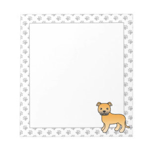 Reebruine Engelse Staffie Schattige Cartoon Hond Notitieblok