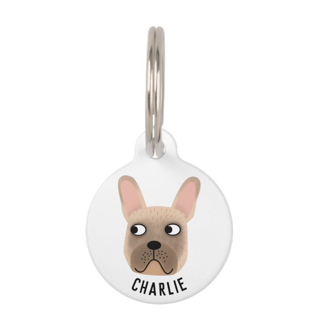 Reebruine Franse Bulldog Huisdierpenning (Voorkant)