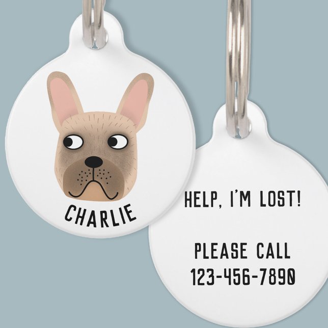 Reebruine Franse Bulldog Huisdierpenning (French Bulldog personalized name and details dog tag)