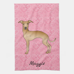Reebruine Italiaanse Windhond Cute Hond Op Roze Ha Theedoek