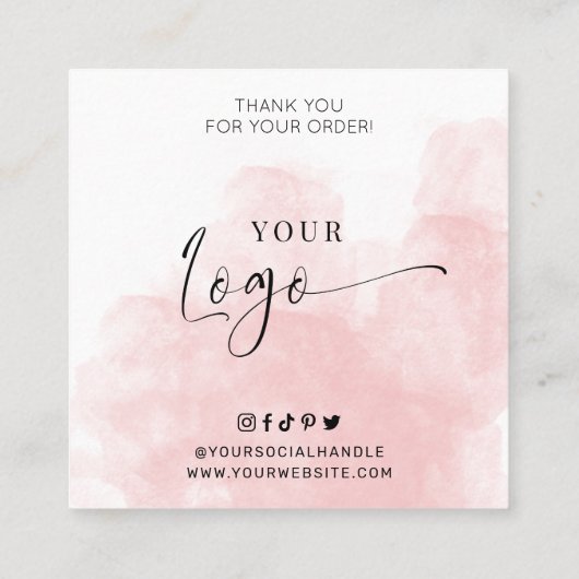 Reed Diffuser Care Guide Elegante Roze Waterverf Vierkante Visitekaartje (Achterkant)