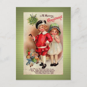 Réédition Carte postale de Noël d'or victorien
