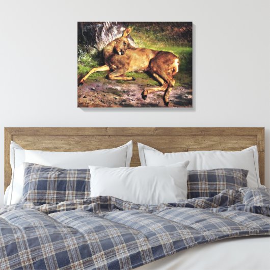 Reeën in het bos (door Rosa Bonheur) Canvas Afdruk (Insitu (Slaapkamer))