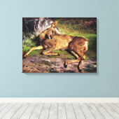 Reeën in het bos (door Rosa Bonheur) Canvas Afdruk (Insitu (Houten vloer))
