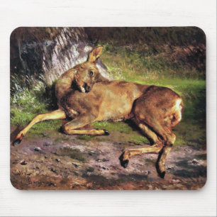 Reeën in het bos (door Rosa Bonheur) Muismat