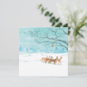 Reeëngroep in de winter feestdagenkaart (Staand voorkant)