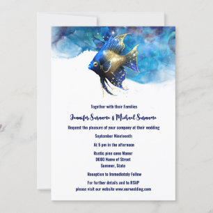 Reef eiland engel vis 3D blauw goud Kaart