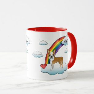 Reehout en witte Boston Terrier Regenboog Herdenki Mok
