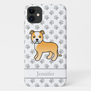 Reekalf En Witte Engelse Staffie Hond & Naam iPhone 11 Hoesje