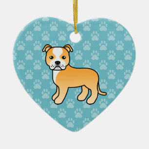Reekalf en witte Staffordshire Bull Terrier hond Keramisch Ornament