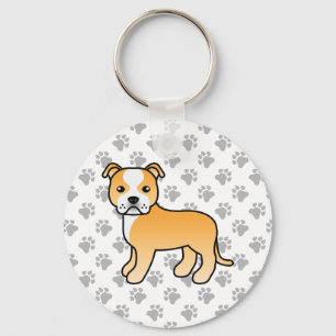 Reekalf en witte Staffordshire Bull Terrier hond Sleutelhanger