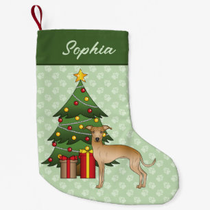 Reekalf Italiaans Windhondje Met Een Kerstboom Kleine Kerstsok