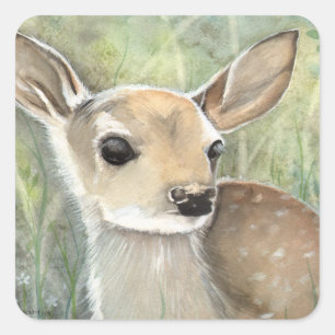 Reekjong hertenwild kunstwerk vierkante sticker