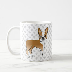Reekleurige Boston Terrier Schattige Cartoonhond & Koffiemok
