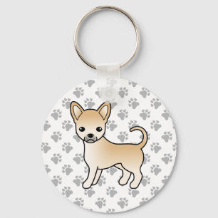 Reekleurige Chihuahua Cartoon Hond & Pootjes Sleutelhanger