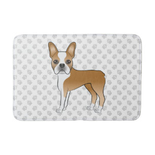 Reekleurige en witte Boston Terrier cartoonhond & Badmat