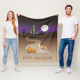 Reekleurige en Witte Iggy en Halloween Spokenhuis Fleece Deken