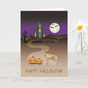 Reekleurige Iggy Lieve Hond En Halloween Spokenhui Kaart