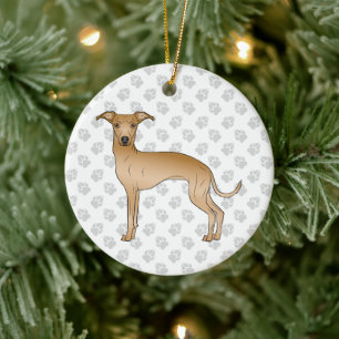 Reekleurige Italiaanse Windhond Mopshond met Pootj Keramisch Ornament