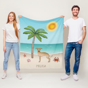 Reekleurige Italiaanse Windhond op Tropisch Zomers Fleece Deken