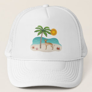 Reekleurige Italiaanse Windhond op Tropisch Zomers Trucker Pet