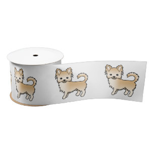 Reekleurige langharige Chihuahua Cute Cartoon Hond Lint