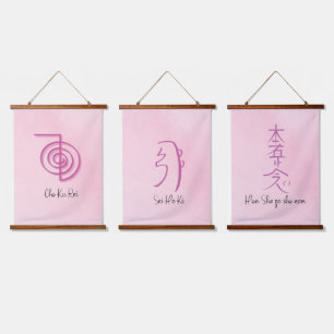 Reeks 3 roze usui reiki symbolen-CKR, SHK & HSZSN Hangend Wandkleed