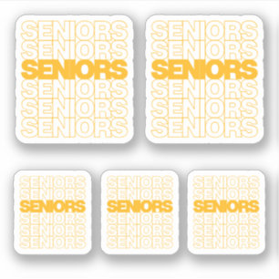 Reeks 5 Gele Senioren Seniors Douane-Besnoeiing Sticker