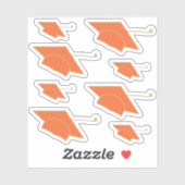 Reeks 8 Oranje Graduation Caps Custom-Cut Sticker (Vel)