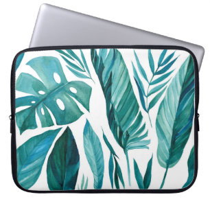 Reeks abstracte tropische palmbladeren op geïsolee laptop sleeve