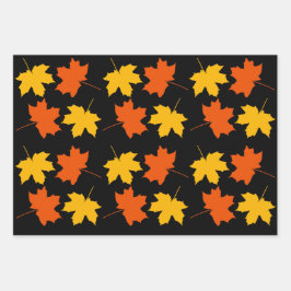 Reeks blaaspapier voor herfst leder Reeks van 3 Inpakpapier Vel