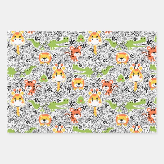 Reeks Giraffe van Lion Tiger-plukker Inpakpapier Vel (Voorkant)