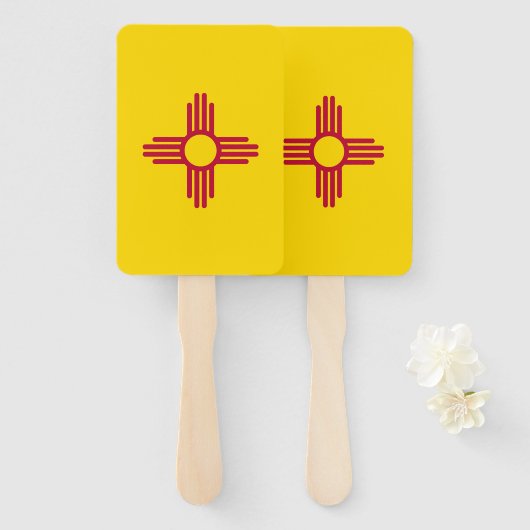 Reeks handventilator met vlag van New Mexico, Vere Handwaaier (Voorkant en achterkant)