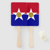 Reeks handventilatoren met vlag van Dallas Handwaaier (Voorkant en achterkant)