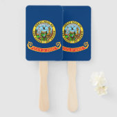 Reeks handventilatoren met vlag van Idaho State, V Handwaaier (Voorkant en achterkant)