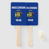 Reeks handventilatoren met vlag van Wisconsin, VS Handwaaier (Voorkant en achterkant)
